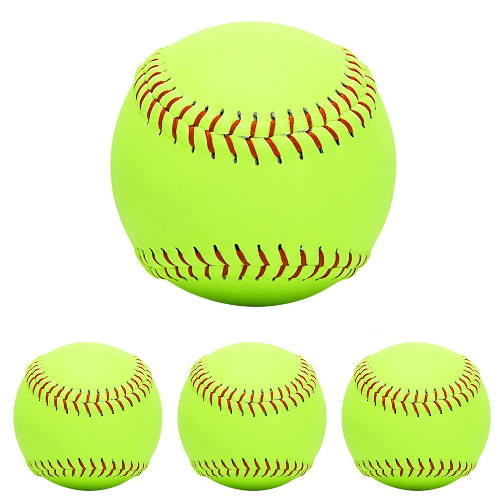 GKK Softballs 4 Pack Sports Practice Softballs 12 Inch Slow Pitch Official Size and Weight Softball Autograph Softball Training Ball for Games, Soft Toss, Batting, Fielding, Hitting, Pitching
