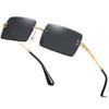 aisswzber Fashion Rimless Rectangle Sunglasses for Women Men Square Glasses Ultralight UV400 Eyewear Unisex 9031 view 1