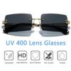 aisswzber Fashion Rimless Rectangle Sunglasses for Women Men Square Glasses Ultralight UV400 Eyewear Unisex 9031 view 3