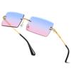 aisswzber Fashion Rimless Rectangle Sunglasses for Women Men Square Glasses Ultralight UV400 Eyewear Unisex 9031 view 1