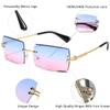 aisswzber Fashion Rimless Rectangle Sunglasses for Women Men Square Glasses Ultralight UV400 Eyewear Unisex 9031 view 3
