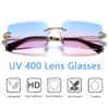 aisswzber Fashion Rimless Rectangle Sunglasses for Women Men Square Glasses Ultralight UV400 Eyewear Unisex 9031 view 4