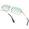 aisswzber Fashion Rimless Rectangle Sunglasses for Women Men Square Glasses Ultralight UV400 Eyewear Unisex 9031 view 1