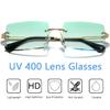 aisswzber Fashion Rimless Rectangle Sunglasses for Women Men Square Glasses Ultralight UV400 Eyewear Unisex 9031 view 3