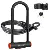 INTEKIN Bike U Lock Heavy Duty Bike Lock Bicycle Lock, 16mm U Lock and 5ft Length Security Cable with Sturdy Mounting Bracket for Bicycle, Motorcycle and More, Black, Large view 1