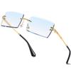 aisswzber Fashion Rimless Rectangle Sunglasses for Women Men Square Glasses Ultralight UV400 Eyewear Unisex 9031 view 1
