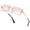 aisswzber Fashion Rimless Rectangle Sunglasses for Women Men Square Glasses Ultralight UV400 Eyewear Unisex 9031 view 1