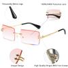 aisswzber Fashion Rimless Rectangle Sunglasses for Women Men Square Glasses Ultralight UV400 Eyewear Unisex 9031 view 2