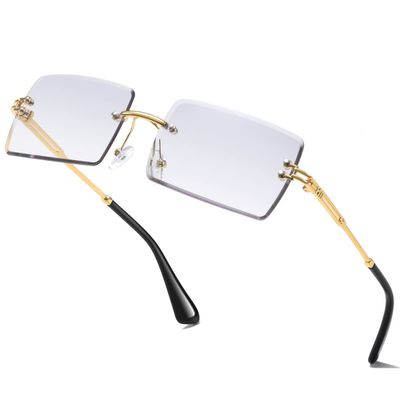 aisswzber Fashion Rimless Rectangle Sunglasses for Women Men Square Glasses Ultralight UV400 Eyewear Unisex 9031