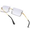 aisswzber Fashion Rimless Rectangle Sunglasses for Women Men Square Glasses Ultralight UV400 Eyewear Unisex 9031 view 1