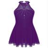 iiniim Women's Rhinestone Halter Neck Ballet Dance Dress Mesh Splice Figure Skating Lyrical Dance Leotard Purple XX-Large view 4