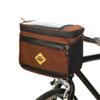 KKTAPOS Bicycle Handlebar Bag - Bike Front Basket Insulation Lunch Bag with Touch Screen Cycling Accessories Shoulder Strap for Outdoor Hiking Travel Assistants (Brown) view 2
