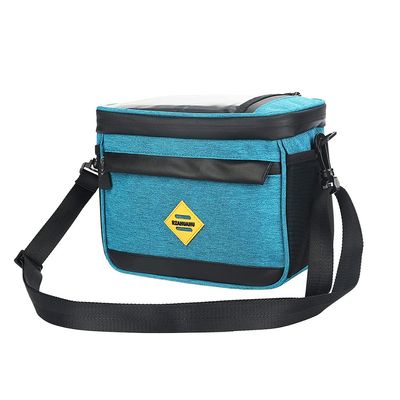 KKTAPOS Bicycle Handlebar Bag - Bike Front Basket Insulation Lunch Bag with Touch Screen Cycling Accessories Shoulder Strap for Outdoor Hiking Travel Assistants (Blue)