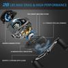 Tempo Baitcasting Reel New Vertix LP , High-Tech Innovative Fishing Reel, 7+1 Ball Bearing ,20 lbs Carbon Fiber Drag,Powerful & Durable Casting Reel with 6.6:1 Gear Ratio, Dark Grey, (N-LPD-L66) view 3