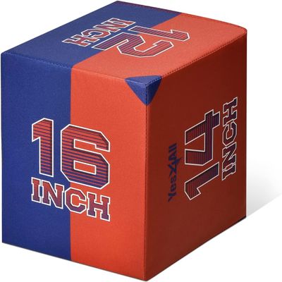 Yes4All 3-in-1 Soft-Padded Plyo Box With Wooden Core, Non-Slip Multi-Use Cushioned Plyometric Jump Box with Vinyl Cover for Jumping, Conditioning, Strength Training,16" x 14" x 12"