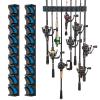 PLUSINNO 2 pack Vertical Fishing Rod rack, Wall Mounted Fishing Rod holder, 2 Packs Fishing Pole Holders Hold Up to 18 Rods or Combos, Fishing rod holders for garage, Fishing Gear and Gifts for Men view 1