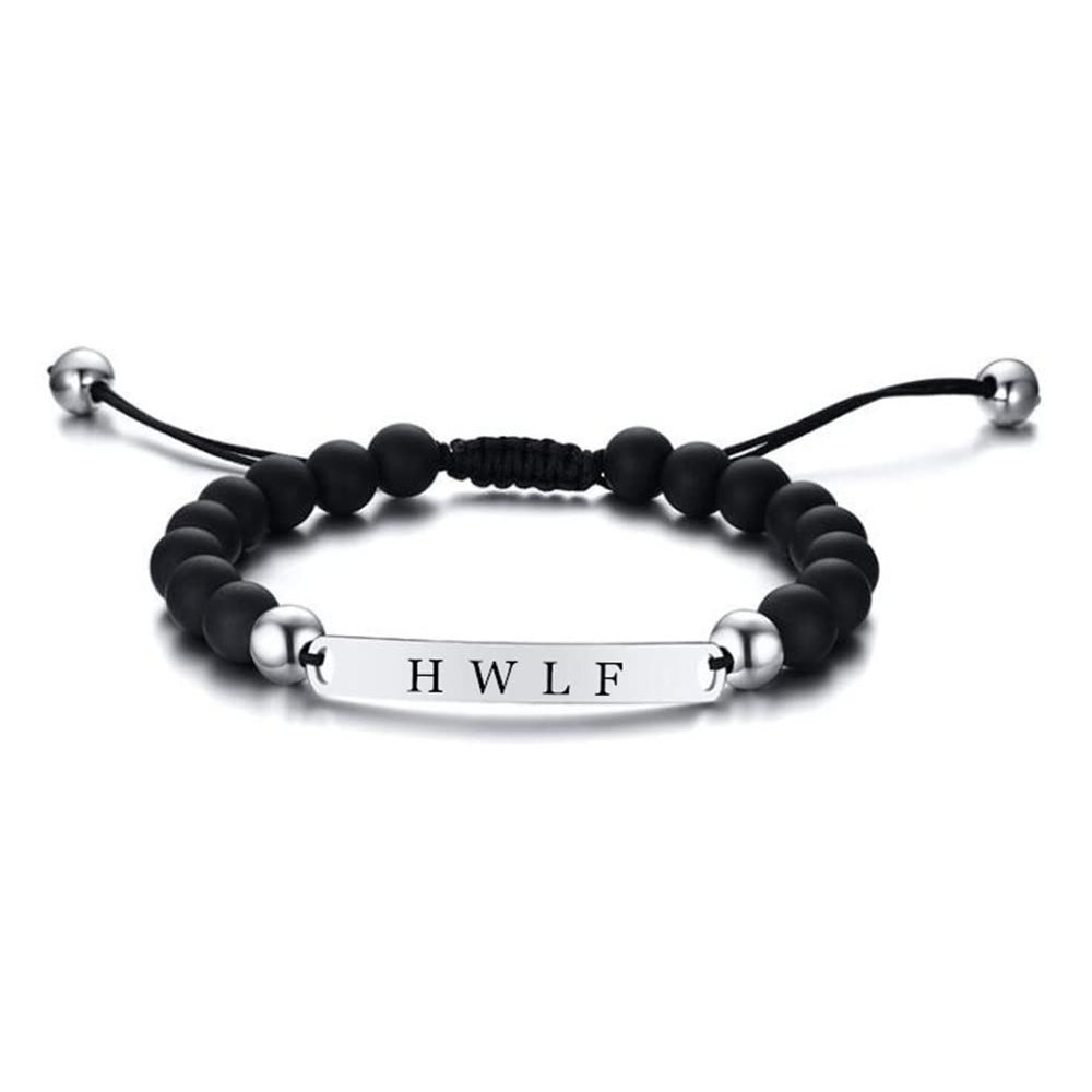 ZKXXJ WWJD HWLF Bracelet Set,Stainless Steel Adjusted Black White Beaded Onyx What Would Jesus Do He Would Love First Bracelets Inspirational Religious Reminder Jewelry