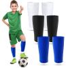 Boyiee 3 Pairs Kids Shin Guard Sleeves Youth Soccer Shin Guard Socks Breathable Calf Covers Holders Soccer Socks with Pockets(White, Black, Blue,Small)