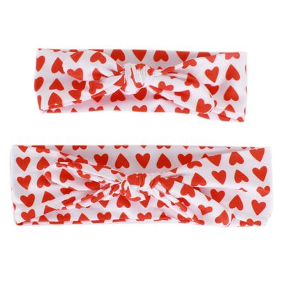 LABANCA 2 Pack Mom and Daughter Floral Print Elastic Cloth Hairbands Bandana Bow Head Band Wrap (Color 7)