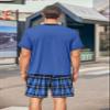 Ekouaer Mens Pajama Set Short Sleeve V Neck 2 Piece Nightwear Shorts With Pockets Summer Sleepwear PJS for Men view 3