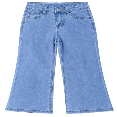 KIDSCOOL SPACE Girls Denim Pants,Simple Design Flared Jeans, Light Blue, 6 Years