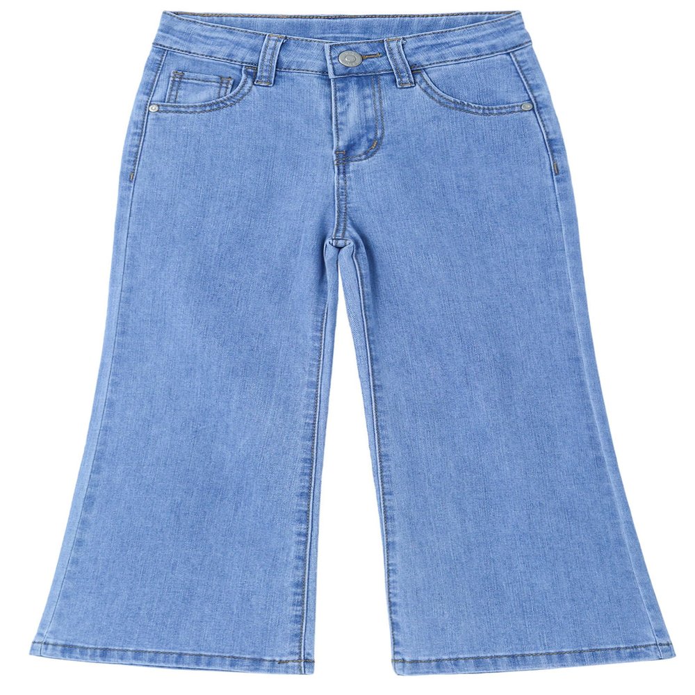 KIDSCOOL SPACE Girls Denim Pants,Simple Design Flared Jeans, Light Blue, 6 Years