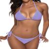 Women Two Piece Swimsuit Sexy Swimwear Halter String Triangle Bikini Sets Purple L view 1