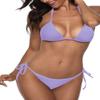 Women Two Piece Swimsuit Sexy Swimwear Halter String Triangle Bikini Sets Purple L view 4