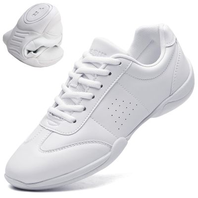 DADAWEN Adult & Youth White Cheerleading Shoe Athletic Sport Dance Shoes Training Competition Tennis Sneakers Cheer Shoes White US Size 13 M Little Kid