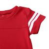 ROMPERINBOX Baby Football Jersey Onsies Raglan Bodysuit Customized Newborn Unisex Solid Sport Teams Romper with Contrasting Sleeve Stripes(Red,0-3 Months) view 3