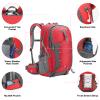 Maelstrom Hiking Backpack,Camping Backpack,40L Waterproof Hiking Daypack with Rain Cover,Lightweight Travel Backpack,Red view 3