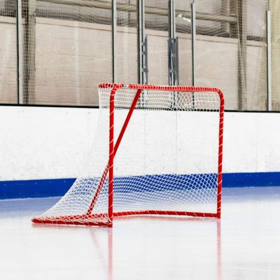 FORZA Hockey Goals (6ft x 4ft) | Regulation Or Professional Hockey Goals & Net | Galvanized Steel Frame | Professional 5mm Thick Net | Traditional Red Frame with White Netting (Regulation)