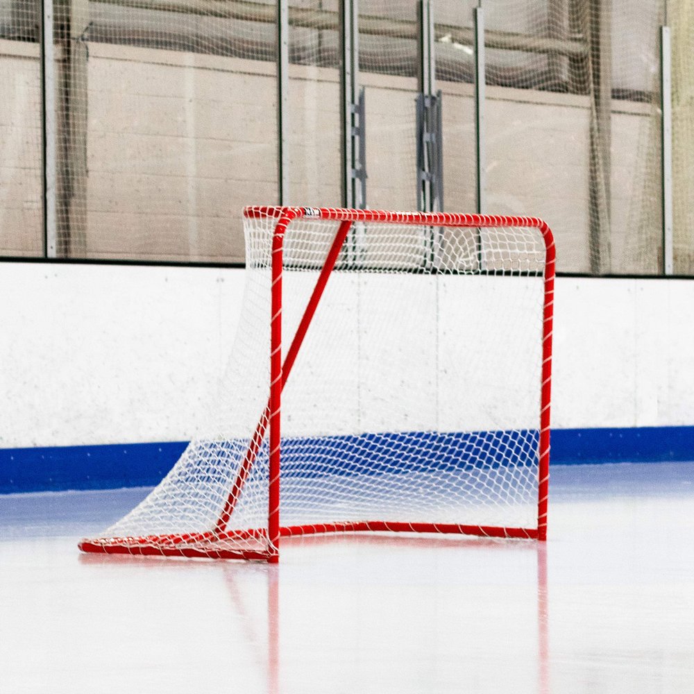 FORZA Hockey Goals (6ft x 4ft) | Regulation Or Professional Hockey Goals & Net | Galvanized Steel Frame | Professional 5mm Thick Net | Traditional Red Frame with White Netting (Regulation)