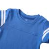 ROMPERINBOX Baby Football Jersey Onsies Raglan Bodysuit Customized Newborn Unisex Solid Sport Teams Romper with Contrasting Sleeve Stripes(Blue,0-3 Months) view 2