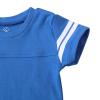 ROMPERINBOX Baby Football Jersey Onsies Raglan Bodysuit Customized Newborn Unisex Solid Sport Teams Romper with Contrasting Sleeve Stripes(Blue,0-3 Months) view 3