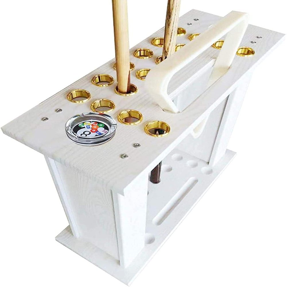 Cue Racks Pool Cue Rack Cue Holder Table Accessories Holds 16 Cues Ball Drink Rest Table Stick Holder Easy to Clean 60X24X55 cm Wall Cue Rack WEWYQSJXBXF-211222(Color:White;Size:60 * 24 * 55cm)