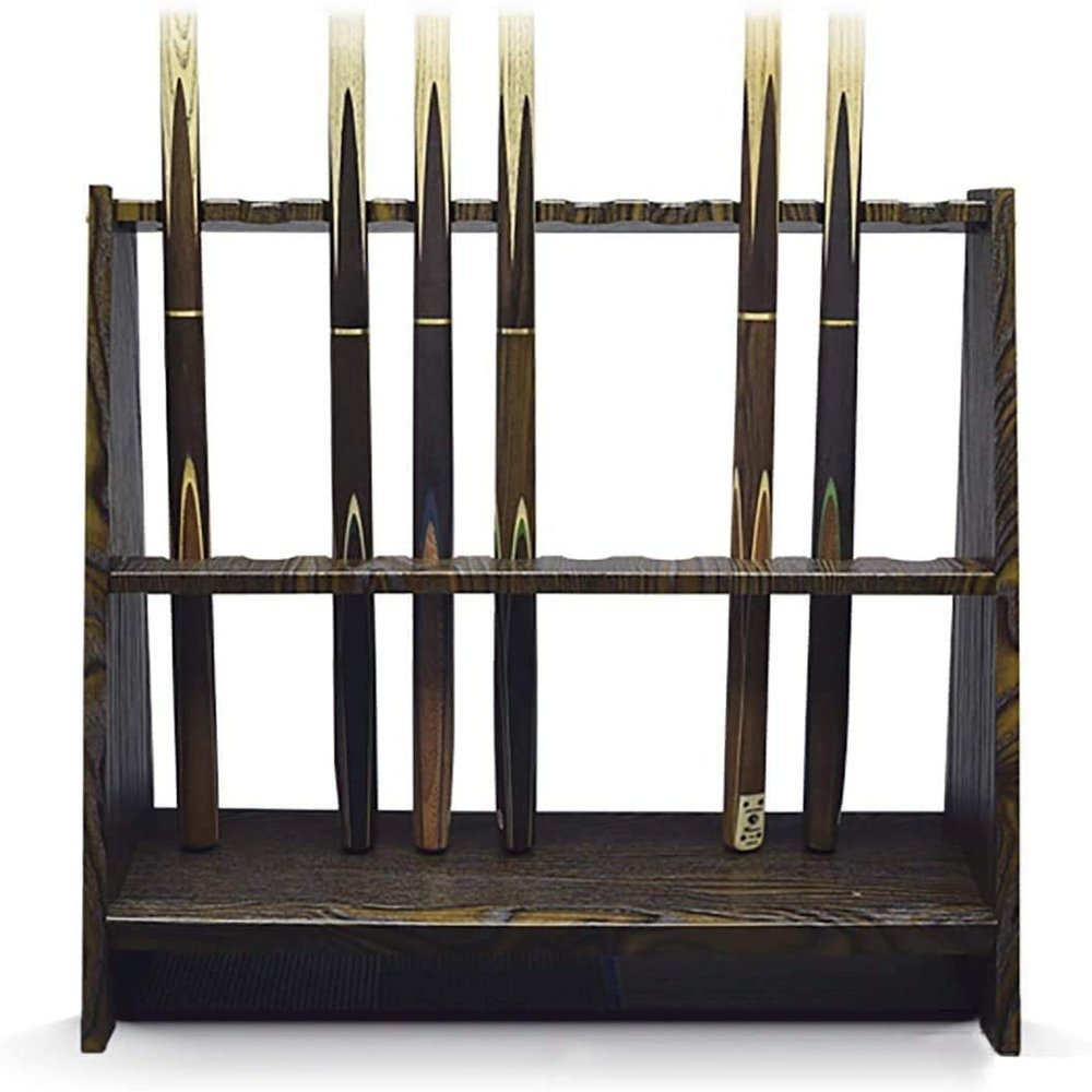 Cue Racks Pool Cue Rack Billiard Stick Rack Solid Wood 10 Hole Billiard Rack Suitable for Gym Entertainment Center Pool Cue Rack WEWYQSJXBXF-211222(Color:Brown)