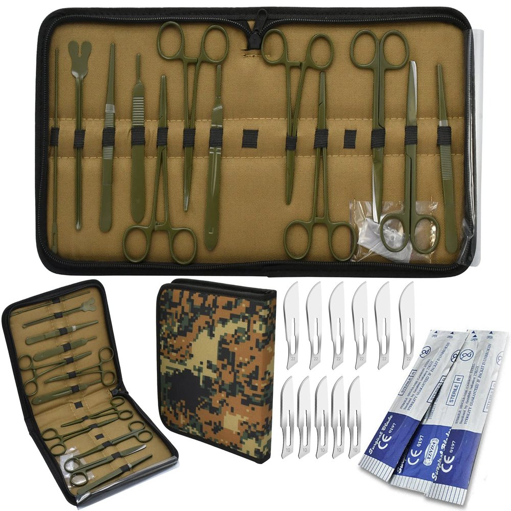 AAProTools 24 PC U.S. Army Style Surplus Emergency Survival Kit - Bleed Contol Kit - First Aid Kit - Zipper Pouch MLT-02