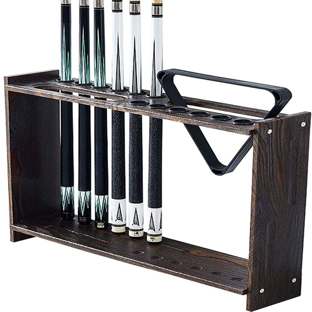 Cue Racks Pool Cue Rack Wood Billiard Cue Rack Stand Billiard Pool Cue for Homes Clubs Pool Cue Rack Black Wood Grain 12 Holes Billiard Accessories WEWYQSJXBXF-211222(Color:Black)