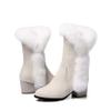 Bcshiye Women's Mid Calf Boots,Winter Wide Mid-Calf Snow Boots Fashion Furry Warm Comfort High Heels Dress Party Boots view 3