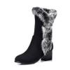 Bcshiye Women's Mid Calf Boots,Winter Wide Mid-Calf Snow Boots Fashion Furry Warm Comfort High Heels Dress Party Boots view 1