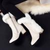 Bcshiye Women's Mid Calf Boots,Winter Wide Mid-Calf Snow Boots Fashion Furry Warm Comfort High Heels Dress Party Boots view 2