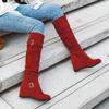 Bcshiye Women's Knee High Low Hidden Wedge Boots Buckle Straps Comfort Wide Calf Flat Slouch Cowboy Cowgirl Long Boots view 3