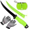 HOWORR Fillet Knife, 7 Inches Professional Filet Knife for Fish, Stainless Steel Blade Fishing Knifes with Sharpener and Cutting Resistant Gloves, Fishing Stuff, Fishing Accessories, Green view 1