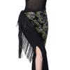 Women Belly Dance Hip Scarf Triangle Belt Skirt with Fringe (Blue) view 3