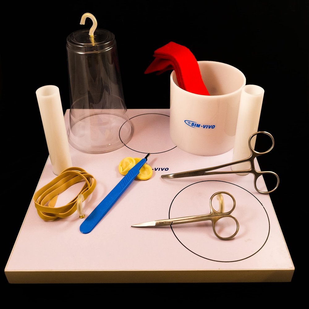 Sim*Tie Learning System - Complete Suture Tying Training Module - Includes Knot Tying Board, Instruments, Tying Suture, Simulated Tissue, Training Guide. Medical Education & Training Only.