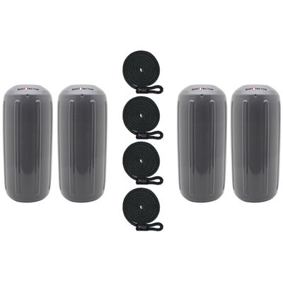 Extreme Max 3006.7474.4 BoatTector HTM Inflatable Fender Value 4-Pack - 6.5" x 15", Gray