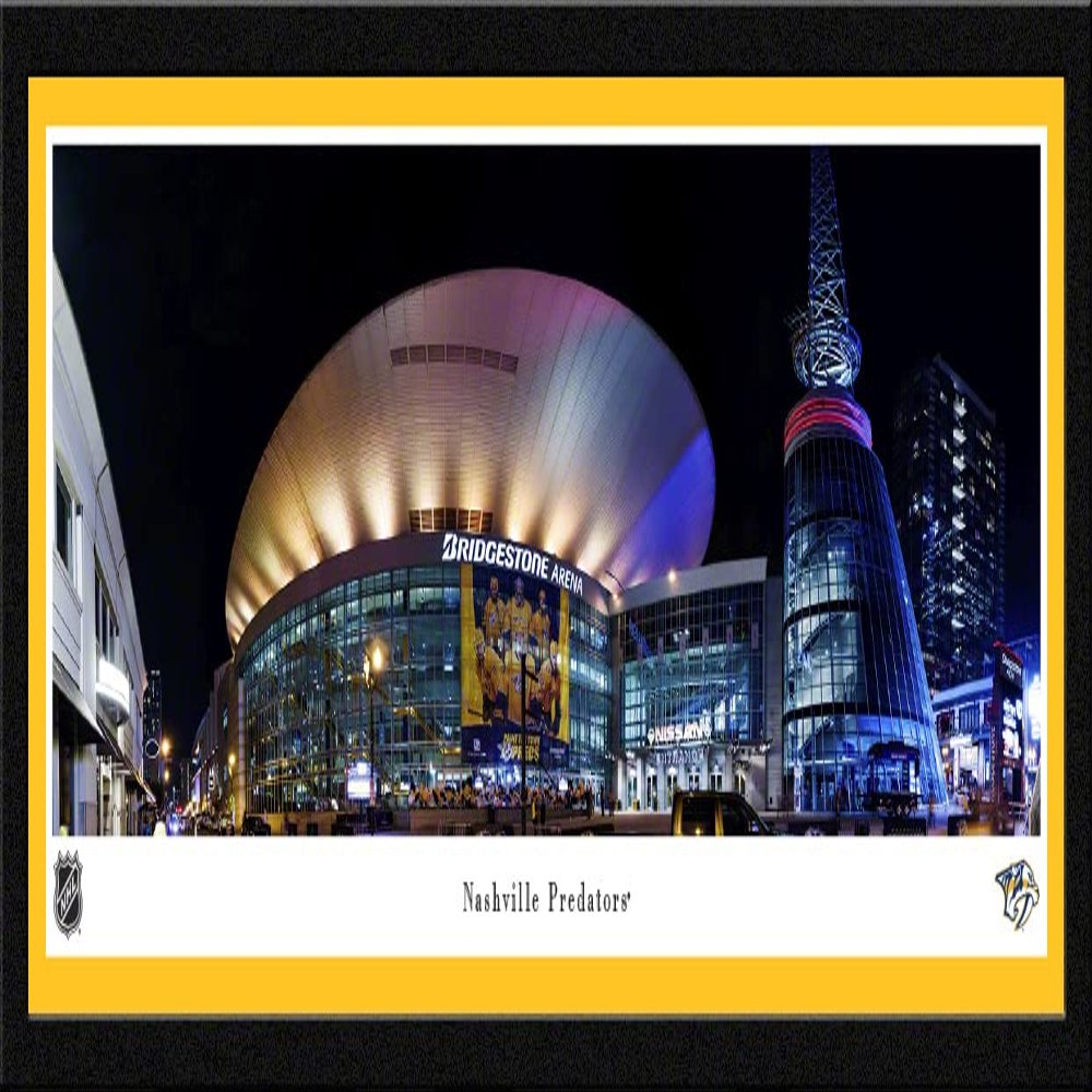 Bridgestone Arena, Home of the Nashville Predators - 42x15.5-inch Single Mat, Select Framed Picture by Blakeway Panoramas