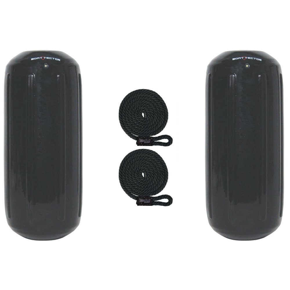 Extreme Max 3006.7300.2 BoatTector HTM Inflatable Fender Value 2-Pack - 6.5" x 15", Black