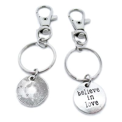 10 Pieces Keyring Keychain Wholesale Suppliers Jewelry Lobster Clasps AX7B1Q Believe in Love Sign Tag